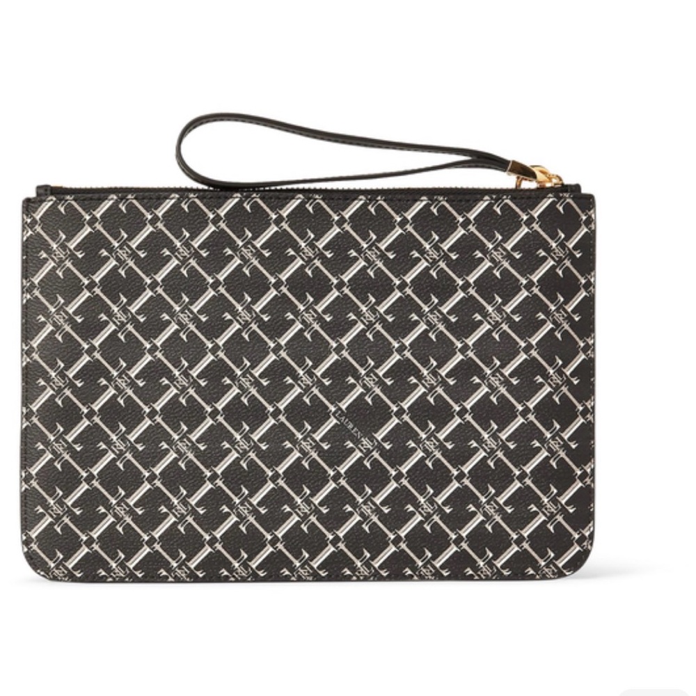 Lauren Ralph Lauren Black and Cream Patterned Pouch - Picture 3 of 4